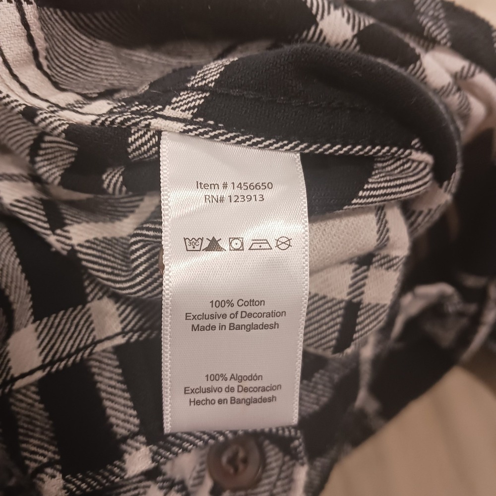 Jachs Mens L Plaid Heritage Flannel Button Down Shirt Black White Outdoor Biker - Picture 4 of 7